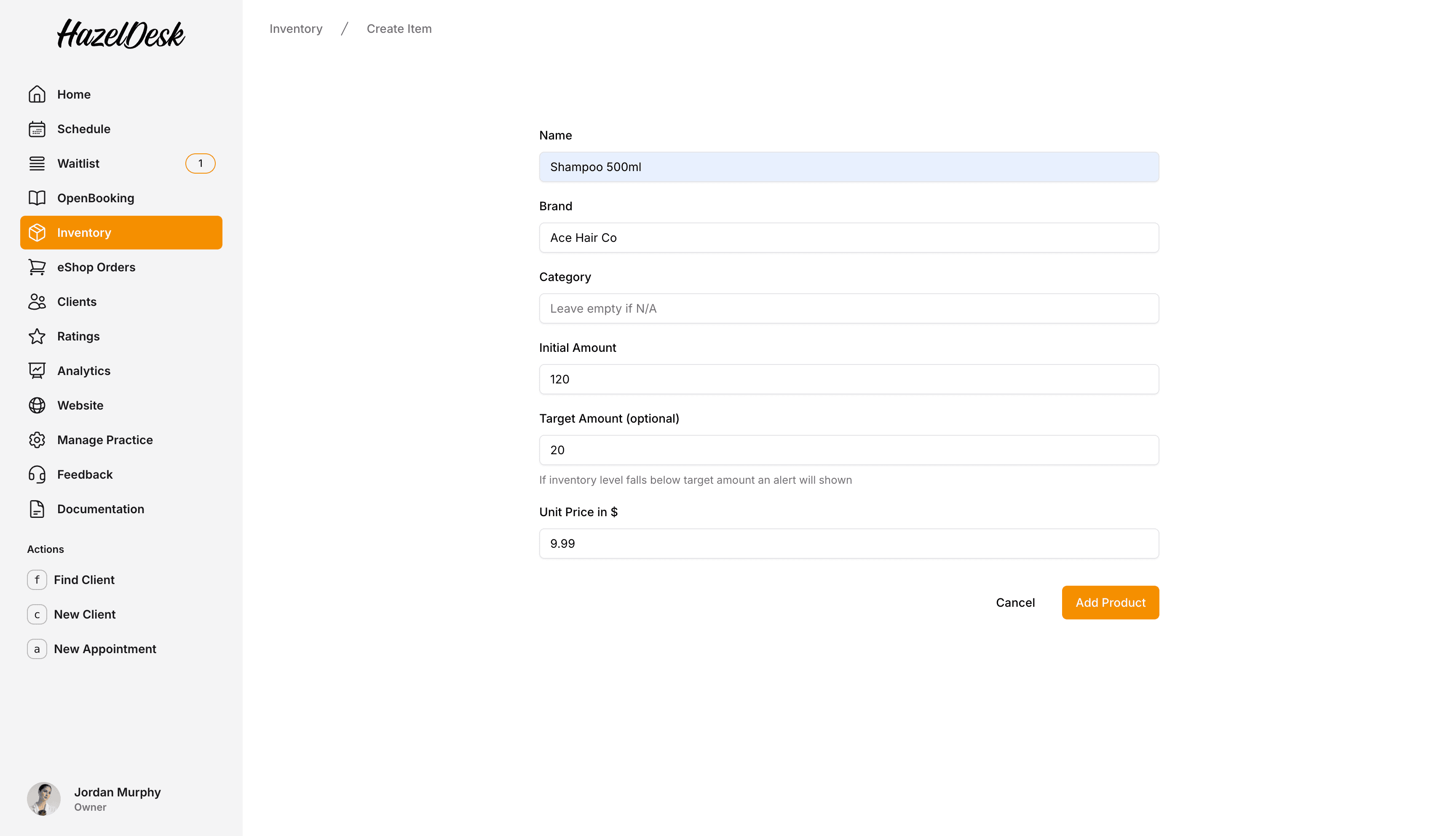 new product screenshot