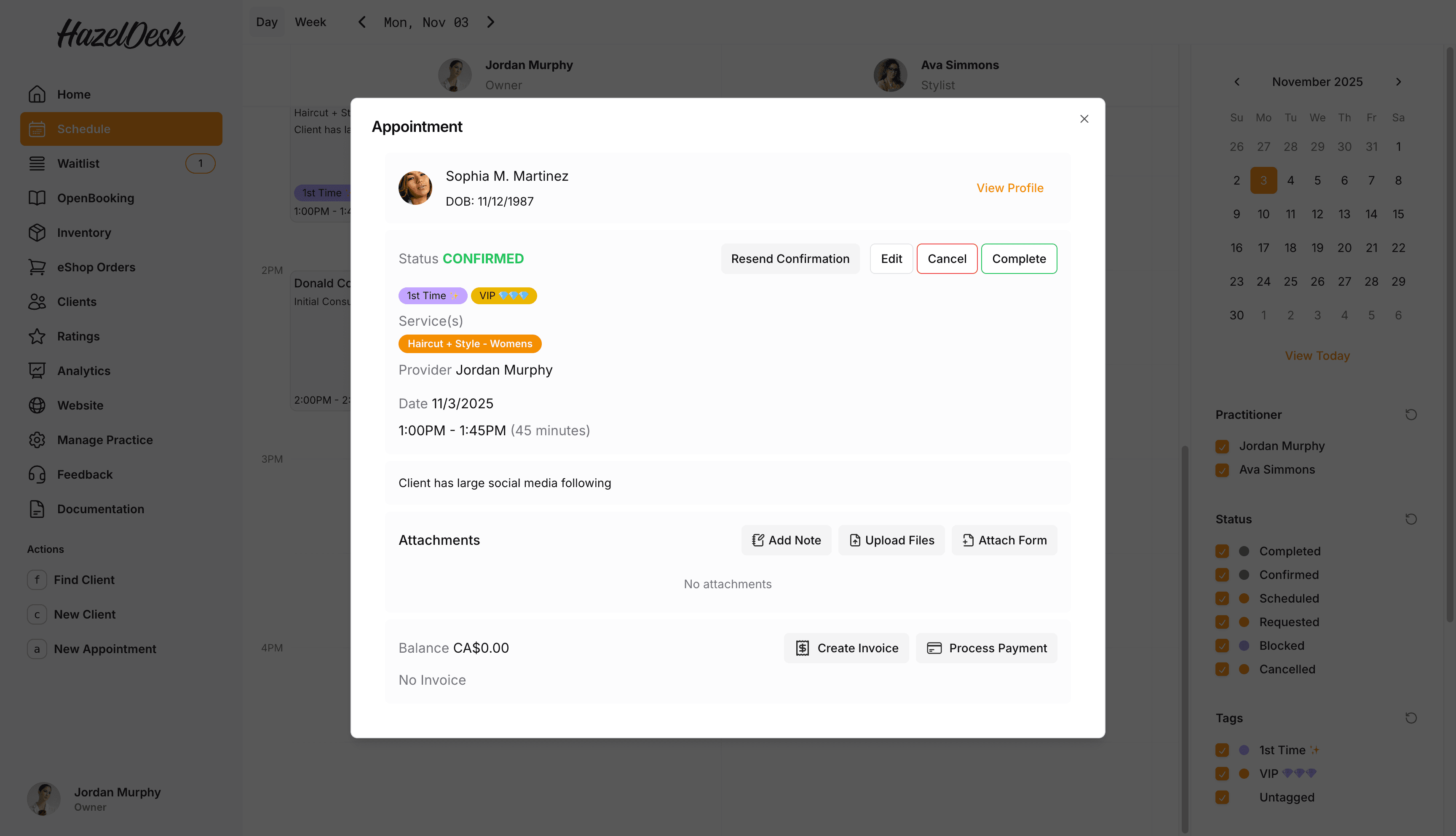 view appointment screenshot